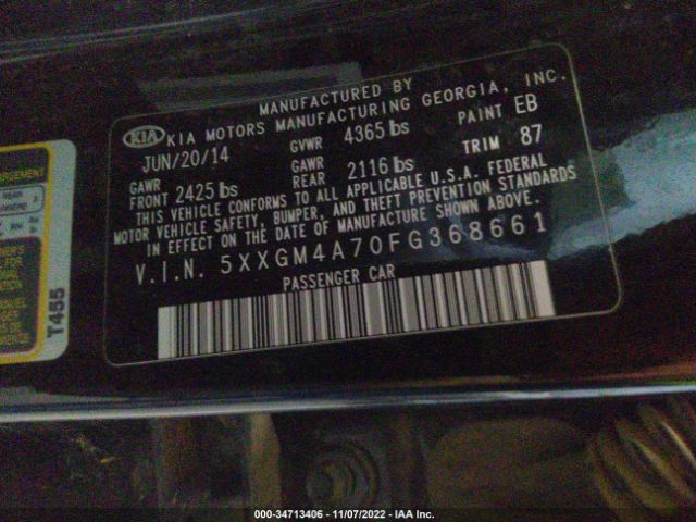 5XXGM4A70FG368661 KIA Optima Lx