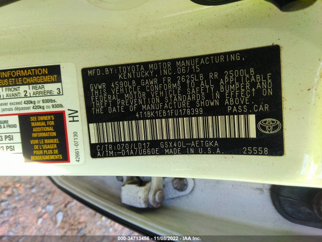 2015 Toyota Avalon, VIN: 4T1BK1EB1FU178399