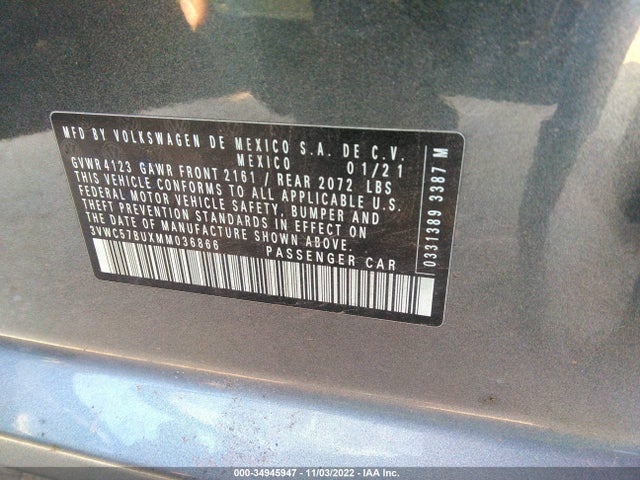 3VWC57BUXMM036866 Volkswagen Jetta S/se/r-line