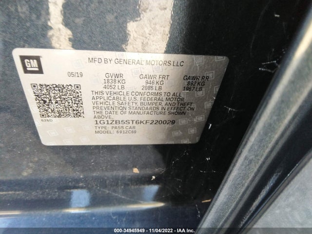 Chevrolet Malibu 1ls 2019 1G1ZB5ST6KF220029 Image 9