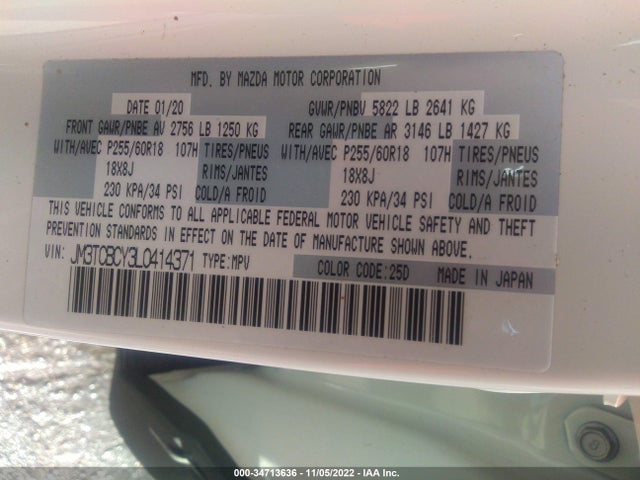 2020 Mazda CX-9, VIN: JM3TCBCY3L0414371