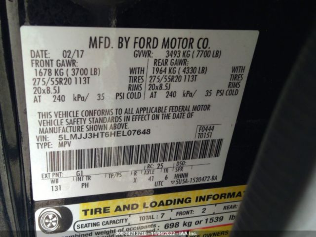 5LMJJ3HT6HEL07648 Lincoln Navigator L Select