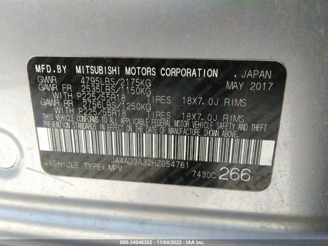 Mitsubishi Outlander Se/sel 2017 JA4AD3A32HZ054761 Image 10