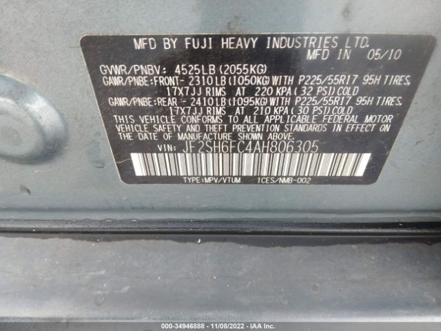 JF2SH6FC4AH806305 Subaru Forester 2.5xt Limited