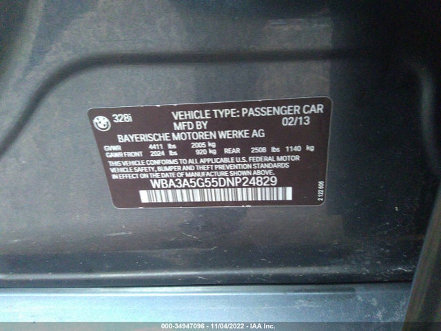 BMW 3 Series 328i 2013 WBA3A5G55DNP24829 Image 10