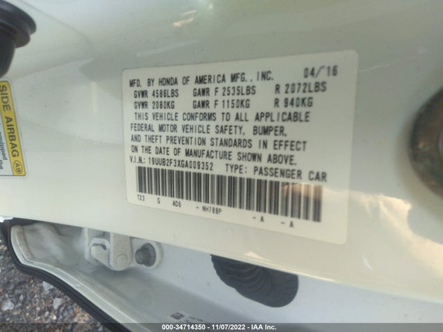 2016 Acura TLX, VIN: 19UUB2F3XGA009352