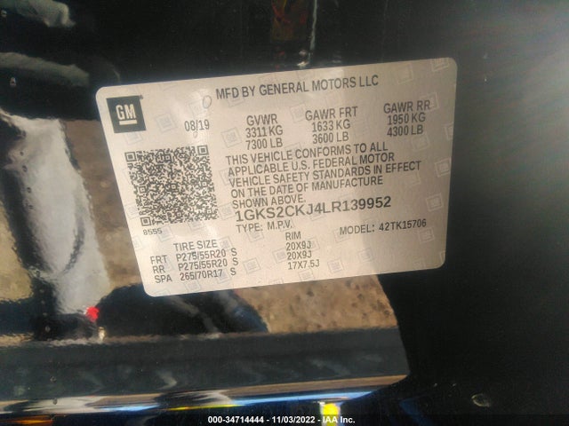 2020 GMC Yukon, VIN: 1GKS2CKJ4LR139952