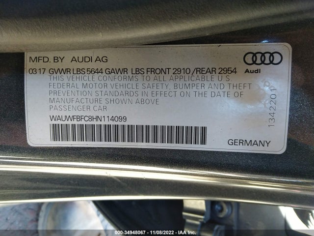 WAUWFBFC8HN114099 Audi S7 Premium Plus
