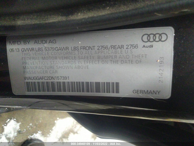 WAUGGAFC2DN157391 Audi A6 3.0t Premium Plus