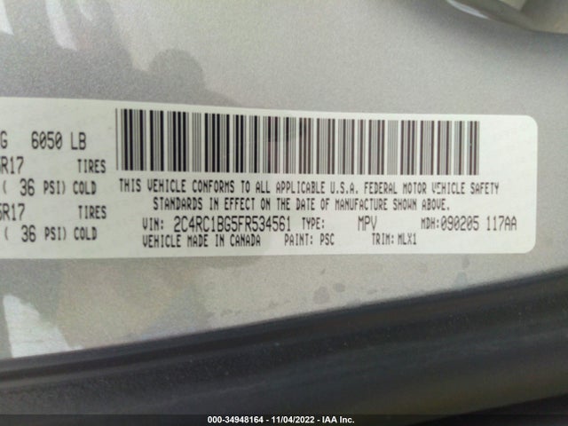2015 Chrysler Town & Country, VIN: 2C4RC1BG5FR534561