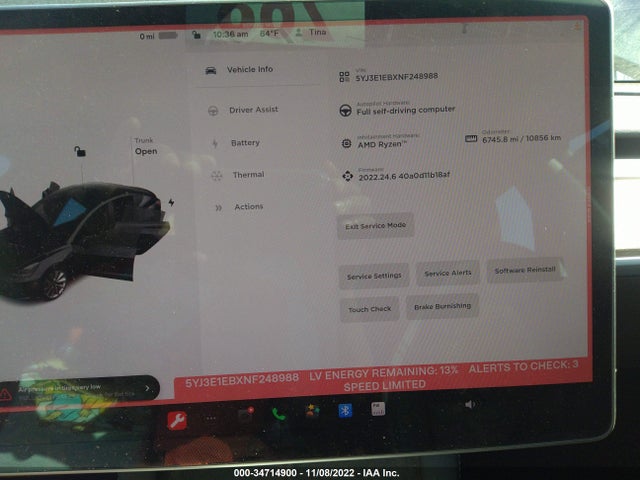 Tesla Model 3 Long Range 2022 5YJ3E1EBXNF248988 Image 7