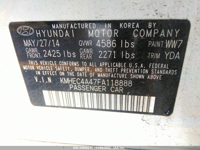 Hyundai Sonata Hybrid Limited 2015 KMHEC4A47FA118888 Image 9