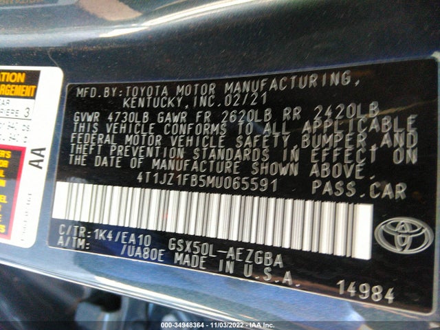2021 Toyota Avalon, VIN: 4T1JZ1FB5MU065591