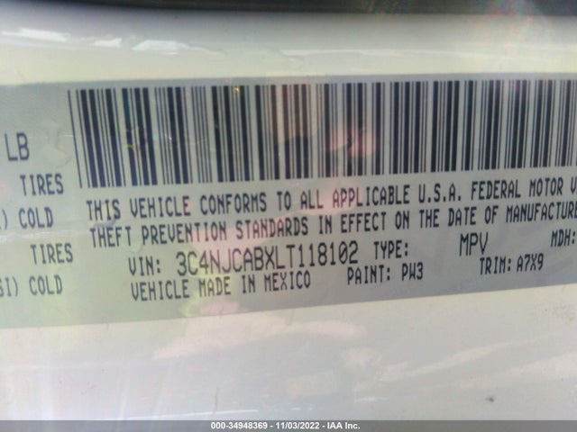 2020 Jeep Compass, VIN: 3C4NJCABXLT118102