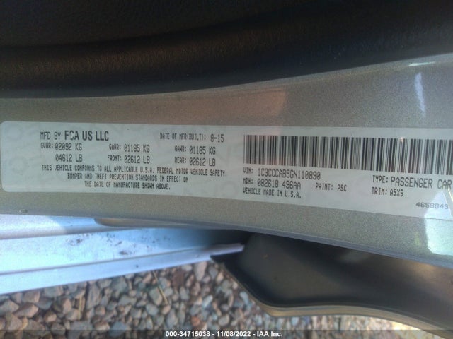 2016 CHRYSLER 200 LIMITED VIN: 1C3CCCAB5GN110890