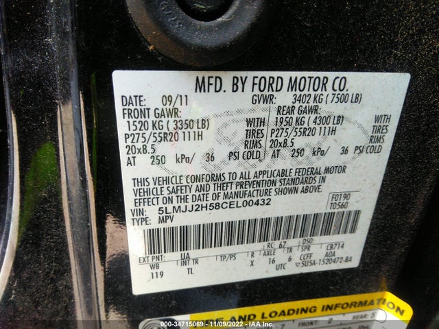 Lincoln Navigator 2012 5LMJJ2H58CEL00432 Image 10