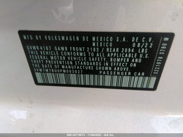 2023 Volkswagen Jetta, VIN: 3VW7M7BU0PM003027