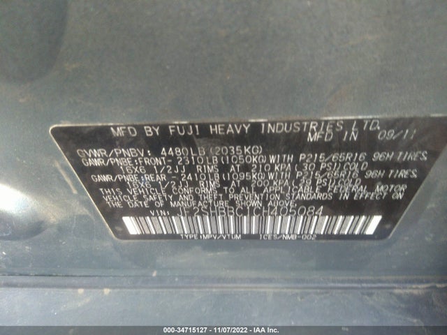 Subaru Forester 2.5x 2012 JF2SHBBC1CH405084 Image 10
