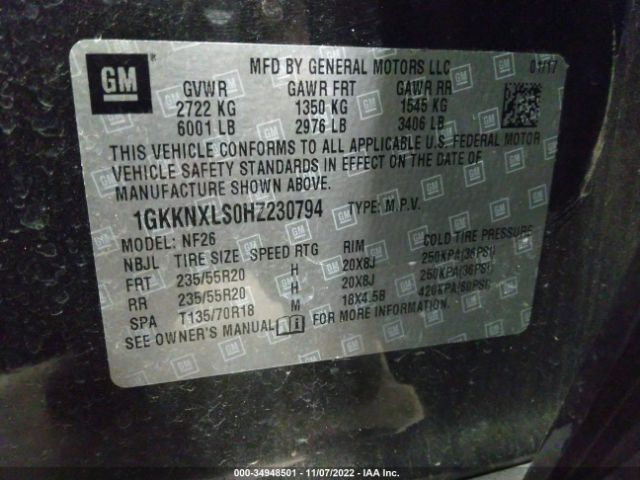 1GKKNXLS0HZ230794 GMC Acadia Denali