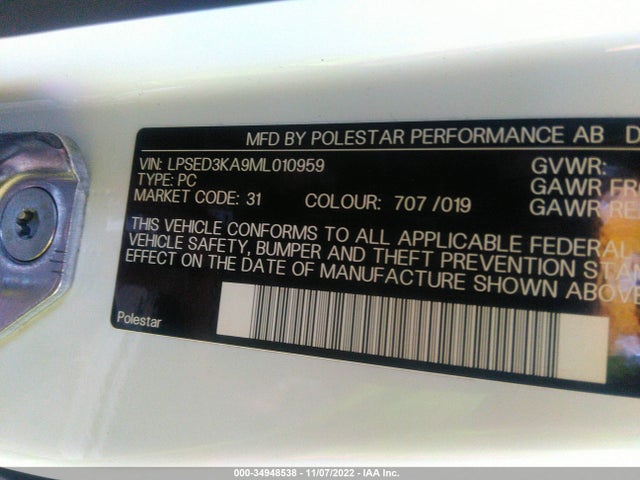2021 Polestar 2, VIN: LPSED3KA9ML010959