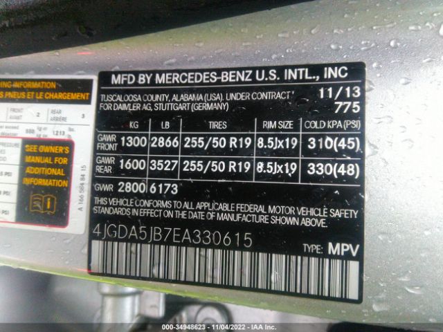 4JGDA5JB7EA330615 Mercedes-Benz M-class Ml 350