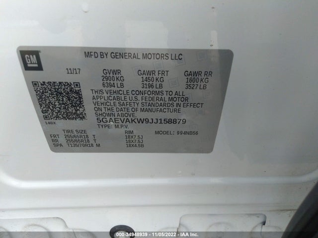 2018 Buick Enclave, VIN: 5GAEVAKW9JJ158879