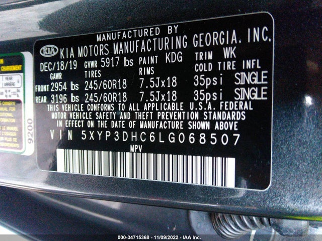 2020 Kia Telluride, VIN: 5XYP3DHC6LG068507
