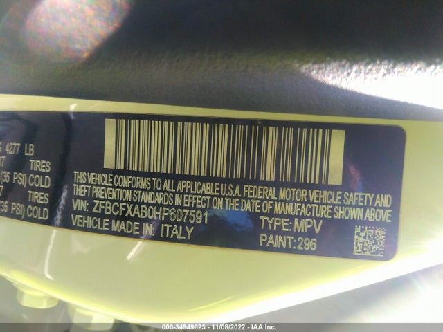 2017 Fiat 500X, VIN: ZFBCFXAB0HP607591
