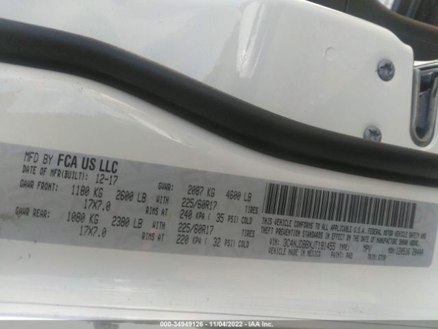 3C4NJDBBXJT191455 Jeep Compass