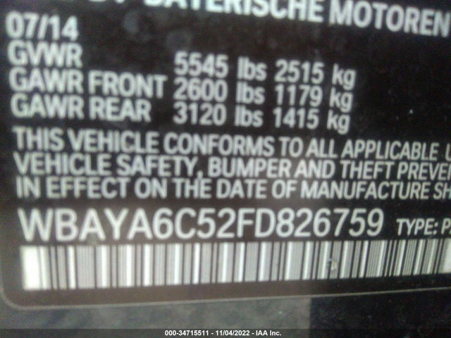 BMW 7 Series 740i 2015 WBAYA6C52FD826759 Image 9