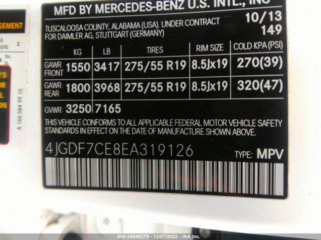4JGDF7CE8EA319126 Mercedes-Benz Gl-class Gl 450
