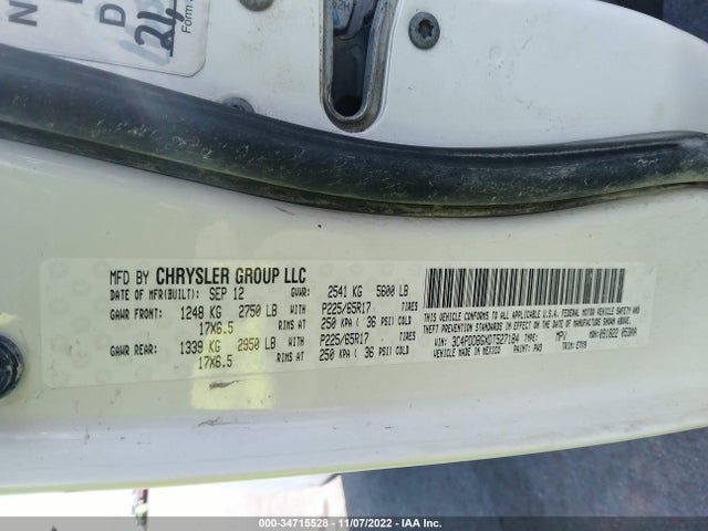 2013 DODGE JOURNEY SXT VIN: 3C4PDDBGXDT527184