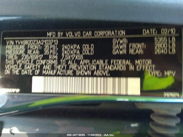 Volvo Xc60 3.2l 2010 YV4982DZ3A2103713 Image 10