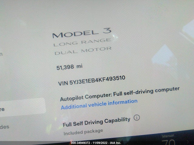 Tesla Model 3 Long Range/performance 2019 5YJ3E1EB4KF493510 Image 7