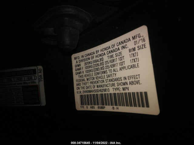 Honda CR-V EX 2016 2HKRM4H50GH629810 Image 9