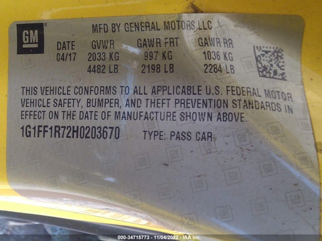 Chevrolet Camaro 1ss 2017 1G1FF1R72H0203670 Image 9