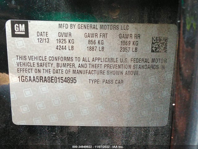 Cadillac Ats Standard Rwd 2014 1G6AA5RA8E0154895 Image 9