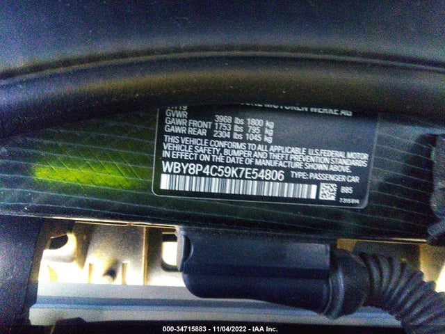2019 BMW i3, VIN: WBY8P4C59K7E54806