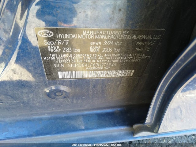 2018 Hyundai Elantra, VIN: 5NPD84LF8JH275945