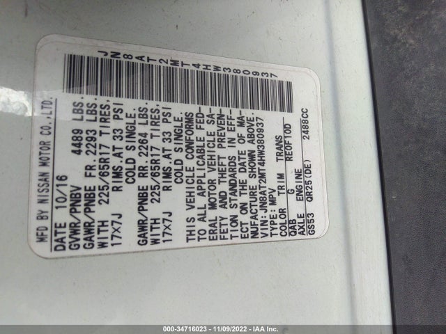 Nissan ROGUE SV 2017 JN8AT2MT4HW380937 Image 9
