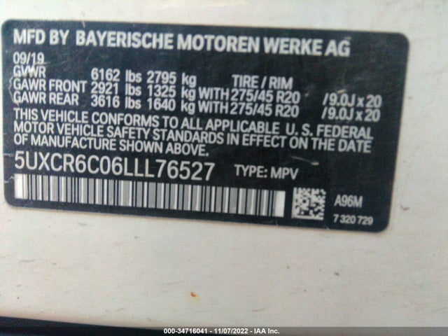 2020 BMW X5, VIN: 5UXCR6C06LLL76527