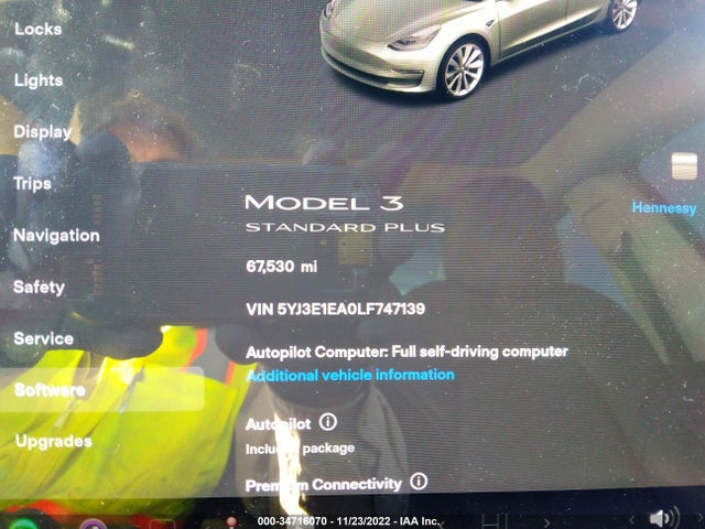 Tesla Model 3 Standard Range 2020 5YJ3E1EA0LF747139 Image 8