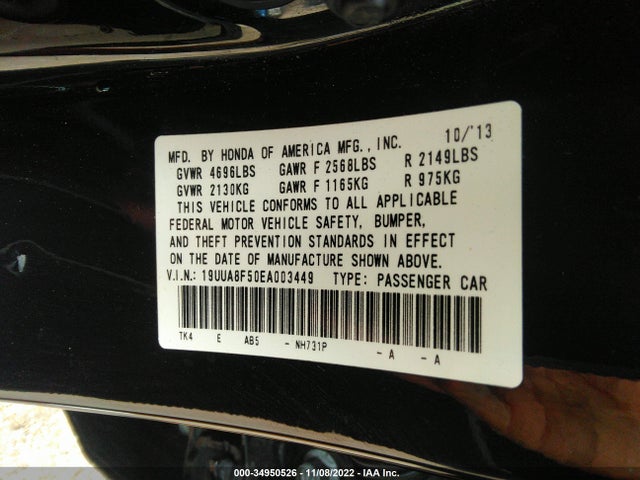 2014 Acura TL, VIN: 19UUA8F50EA003449