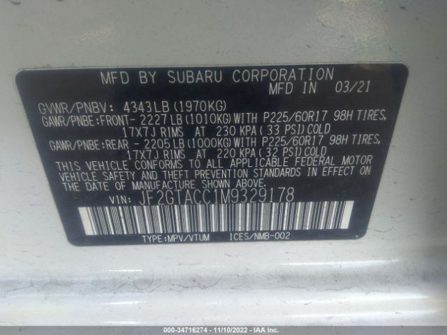 JF2GTACC1M9329178 Subaru Crosstrek Premium