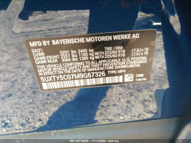 BMW X3 Xdrive30i 2021 аукцион фото