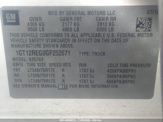 GMC SIERRA 2500HD 2016 1GT12REG0GF252671 Image 10