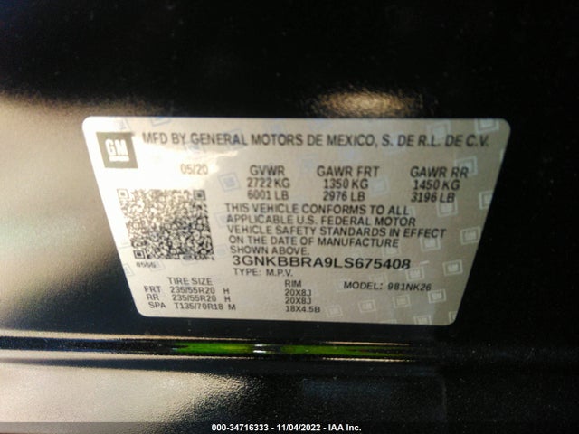 2020 Chevrolet Blazer, VIN: 3GNKBBRA9LS675408