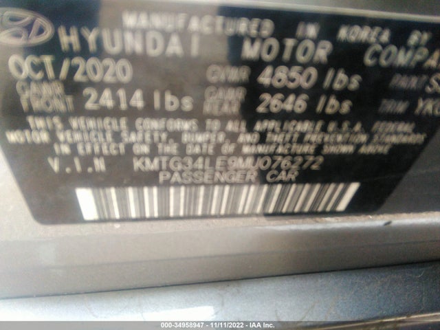 2021 Genesis G70, VIN: KMTG34LE9MU076272