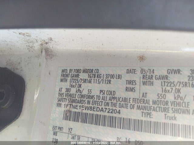 2014 Ford E-Series, VIN: 1FTNE1EW8EDA72204