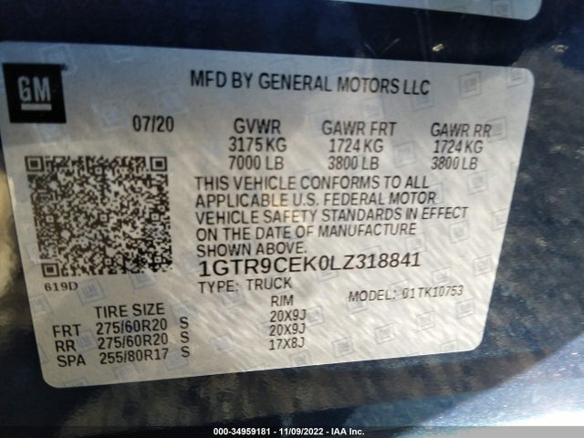 GMC Sierra 1500 Elevation 2020 1GTR9CEK0LZ318841 Image 9